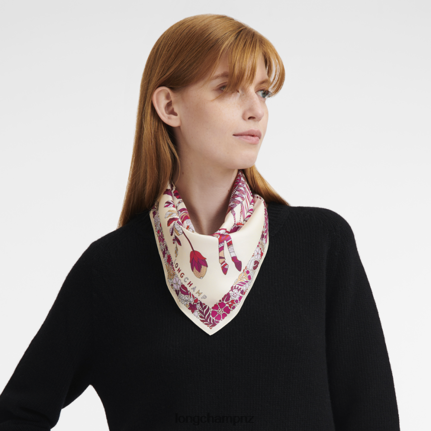Women Fuchsia Longchamp Spring/Summer 2023 Collection Silk scarf 50 Accessories L064081006 - Image 2