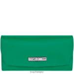 Women Grass/Green Light Longchamp Roseau Continental wallet Leather Goods L06408566