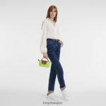 Women Green Light Longchamp Le Pliage Original Pouch with handle Leather Goods L06408663 - Image 2