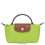 Women Green Light Longchamp Le Pliage Original Pouch with handle Leather Goods L06408663