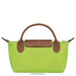 Women Green Light Longchamp Le Pliage Original Pouch with handle Leather Goods L06408663 - Image 4