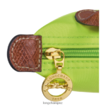 Women Green Light Longchamp Le Pliage Original Pouch with handle Leather Goods L06408663 - Image 5