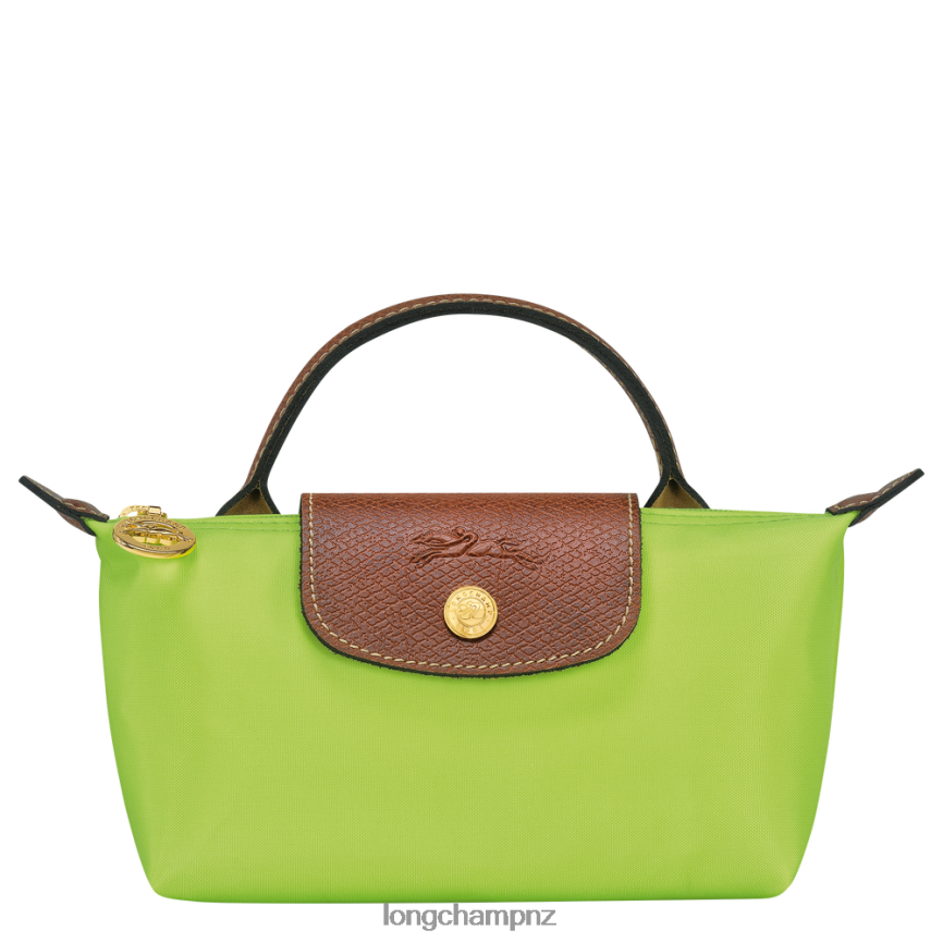 Women Green Light Longchamp Le Pliage Original Pouch with handle Leather Goods L06408663 - Image 1