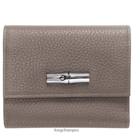 Women Grey Longchamp Roseau Essential Compact wallet Leather Goods L06408570