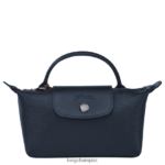 Women Navy Longchamp Le Pliage City Pouch with handle Leather Goods L06408680