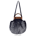 Women Navy Longchamp Le Pliage filet Mesh bag Bags L064085 - Image 4