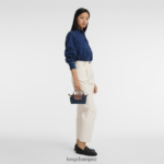 Women Navy Longchamp Le Pliage Original Pouch with handle Leather Goods L06408665 - Image 2