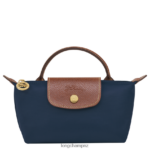 Women Navy Longchamp Le Pliage Original Pouch with handle Leather Goods L06408665