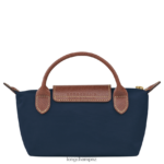Women Navy Longchamp Le Pliage Original Pouch with handle Leather Goods L06408665 - Image 4