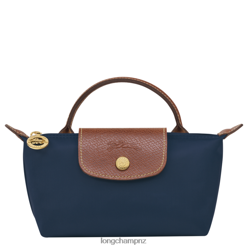 Women Navy Longchamp Le Pliage Original Pouch with handle Leather Goods L06408665 - Image 1