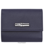 Women Navy Longchamp Roseau Essential Compact wallet Leather Goods L06408569