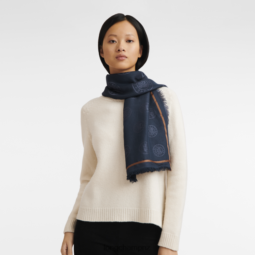 Women Navy Longchamp Spring/Summer 2023 Collection Shawl Accessories L06408979 - Image 2