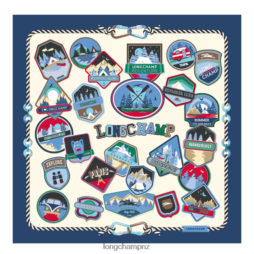 Women Navy Longchamp Spring/Summer 2023 Collection Silk scarf 90 Accessories L064081056 - Image 1