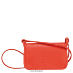 Women Orange Longchamp Le Foulonne Wallet on chain Leather Goods L06408328