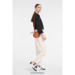 Women Orange Longchamp Le Pliage Filet Mesh bag Leather Goods L064086 - Image 2