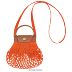 Women Orange Longchamp Le Pliage Filet Mesh bag Leather Goods L064086