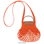 Women Orange Longchamp Le Pliage Filet Mesh bag Leather Goods L064086 - Image 4