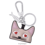 Women Pale Pink Longchamp Spring/Summer Collection 2022 Cat key ring Leather Goods L06408754