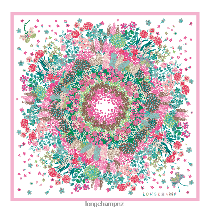 Women Pink Longchamp Spring/Summer 2023 Collection Silk scarf 90 Accessories L064081039 - Image 1