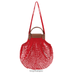 Women Red Longchamp Le Pliage filet Mesh bag Bags L064084 - Image 4