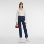 Women Red Longchamp Le Pliage Original Pouch with handle Leather Goods L06408664 - Image 2