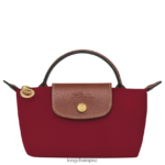 Women Red Longchamp Le Pliage Original Pouch with handle Leather Goods L06408664