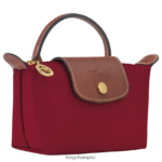 Women Red Longchamp Le Pliage Original Pouch with handle Leather Goods L06408664 - Image 3