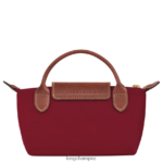 Women Red Longchamp Le Pliage Original Pouch with handle Leather Goods L06408664 - Image 4