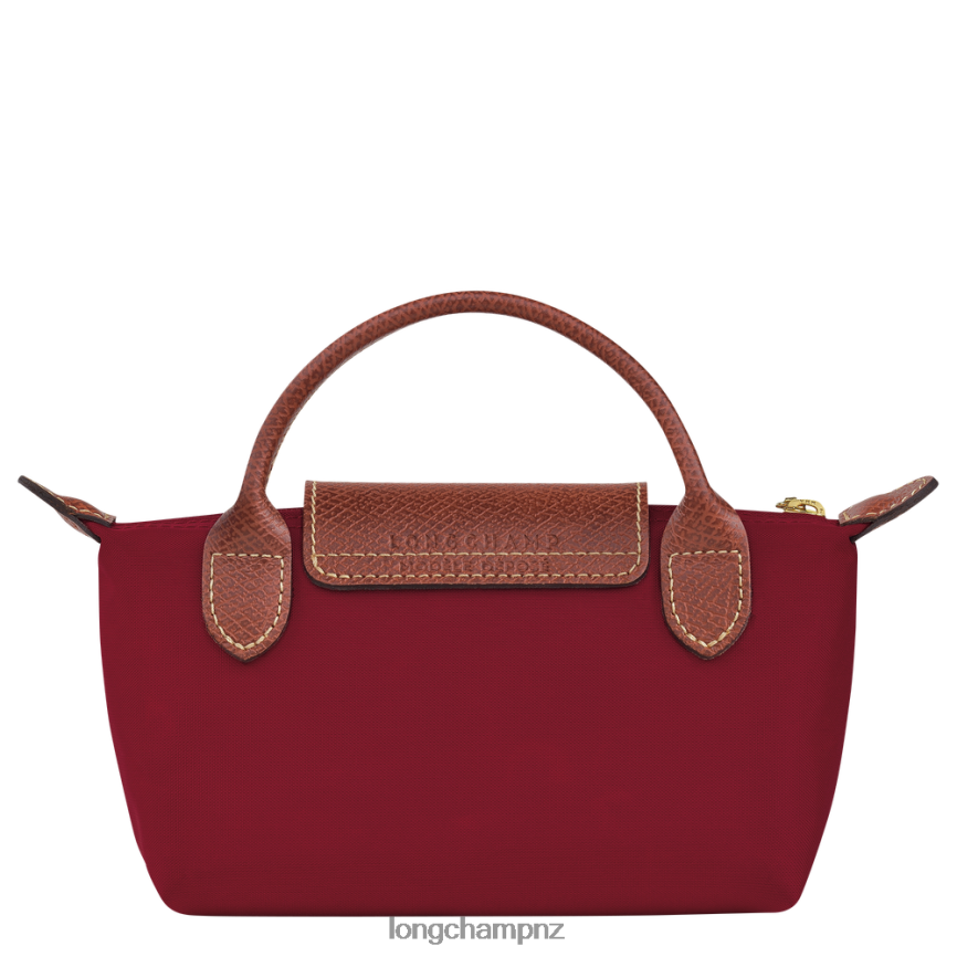 Women Red Longchamp Le Pliage Original Pouch with handle Leather Goods L06408664 - Image 4