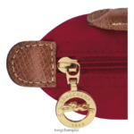 Women Red Longchamp Le Pliage Original Pouch with handle Leather Goods L06408664 - Image 5