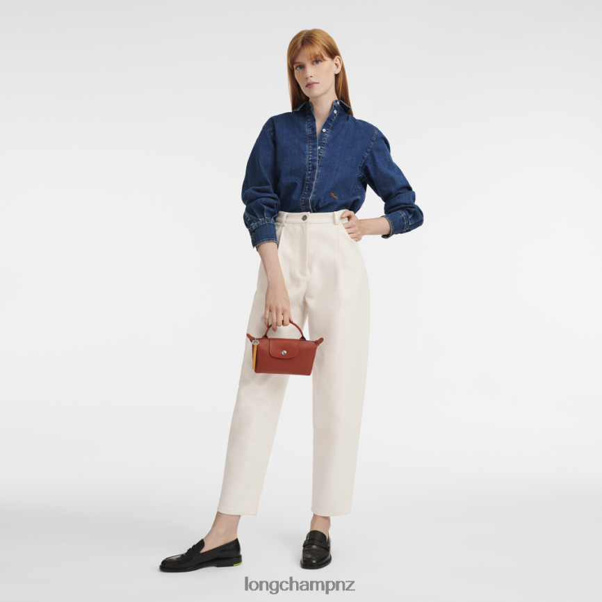 Women Terracotta Longchamp Le Pliage City Pouch with handle Leather Goods L06408679 - Image 2