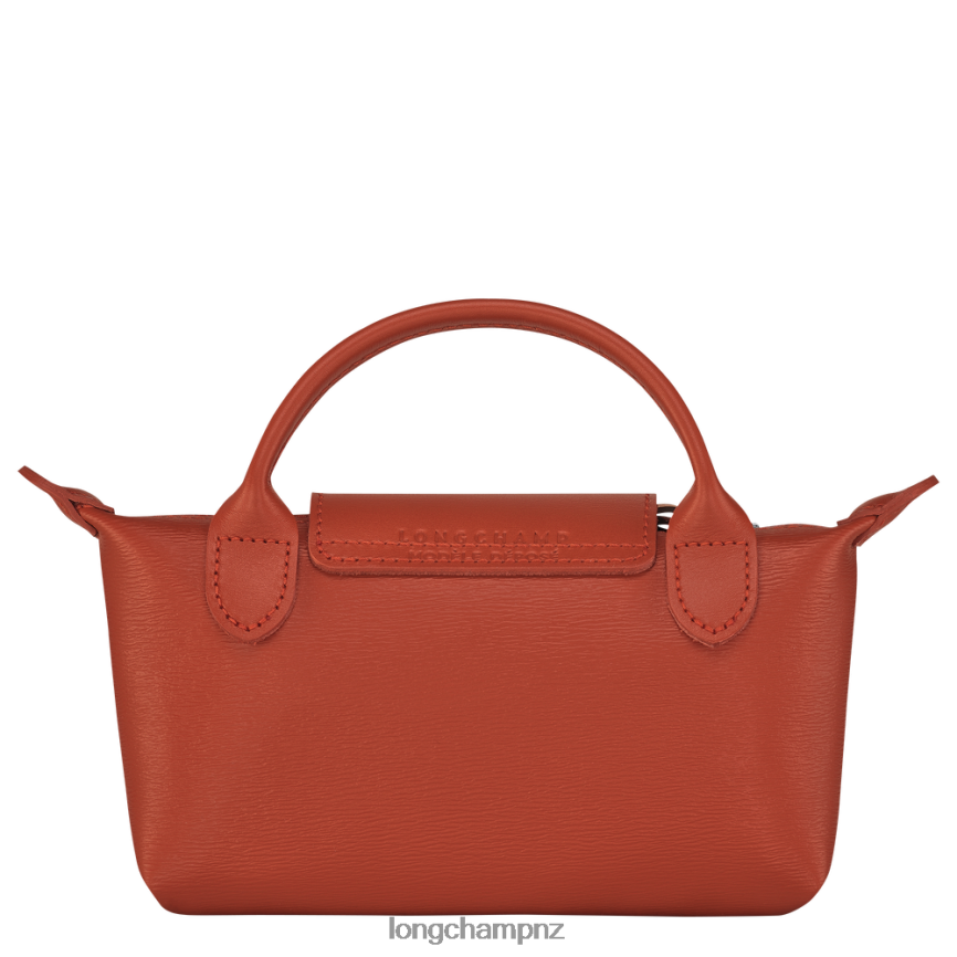 Women Terracotta Longchamp Le Pliage City Pouch with handle Leather Goods L06408679 - Image 4