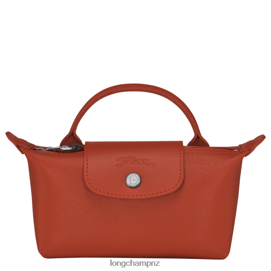 Women Terracotta Longchamp Le Pliage City Pouch with handle Leather Goods L06408679 - Image 1