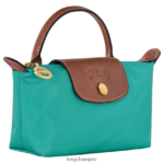 Women Turquoise Longchamp Le Pliage Original Pouch with handle Leather Goods L06408666 - Image 3