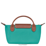 Women Turquoise Longchamp Le Pliage Original Pouch with handle Leather Goods L06408666 - Image 4