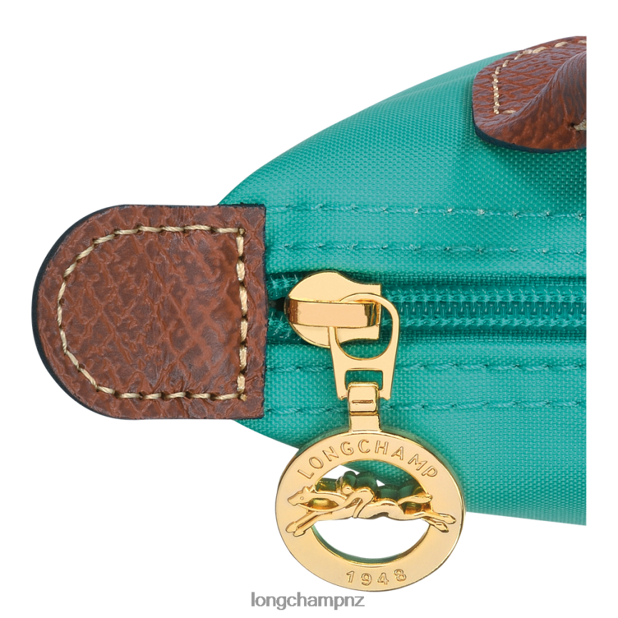 Women Turquoise Longchamp Le Pliage Original Pouch with handle Leather Goods L06408666 - Image 5