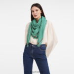 Women Turquoise Longchamp Spring/Summer 2023 Collection Shawl Accessories L06408977 - Image 2