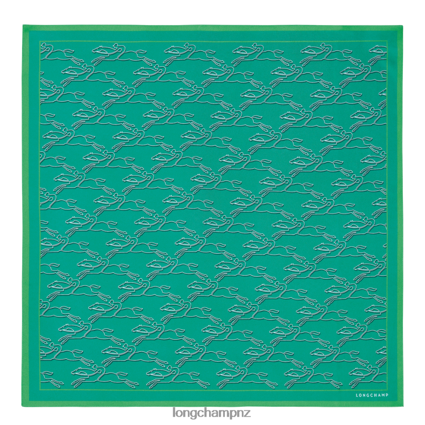 Women Turquoise Longchamp Spring/Summer 2023 Collection Silk scarf 70 Accessories L064081032 - Image 1
