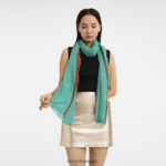 Women Turquoise Longchamp Spring/Summer 2023 Collection Stole Accessories L06408972 - Image 3