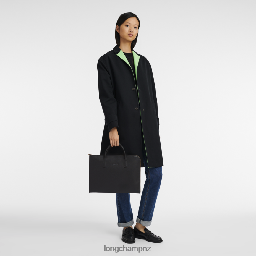 Men Black Longchamp Le Foulonne Briefcase Bags L06408470