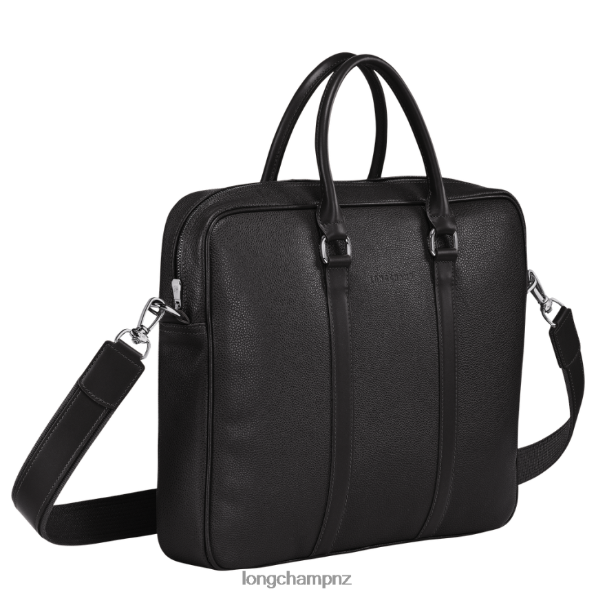 Men Black Longchamp Le Foulonne Briefcase Bags L06408478