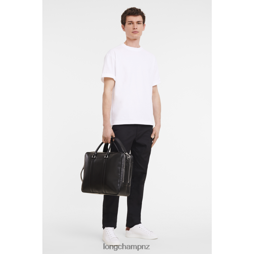 Men Black Longchamp Le Foulonne Briefcase Bags L06408481