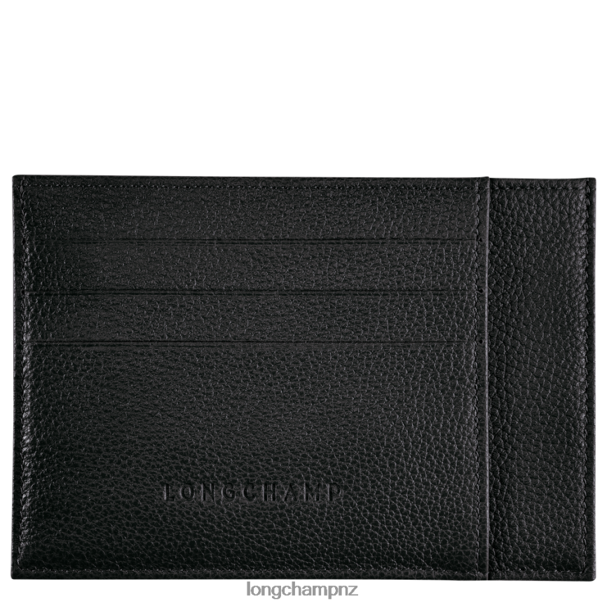 Men Black Longchamp Le Foulonne Card holder Leather Goods L06408650