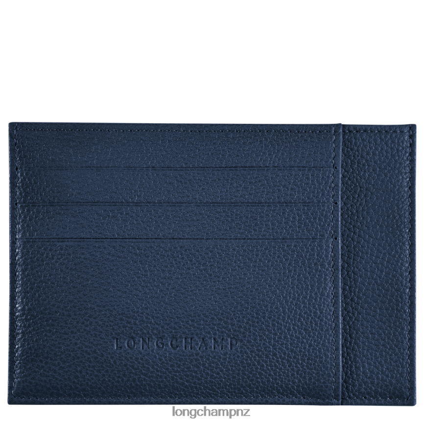 Men Navy Longchamp Le Foulonne Card holder Leather Goods L06408651