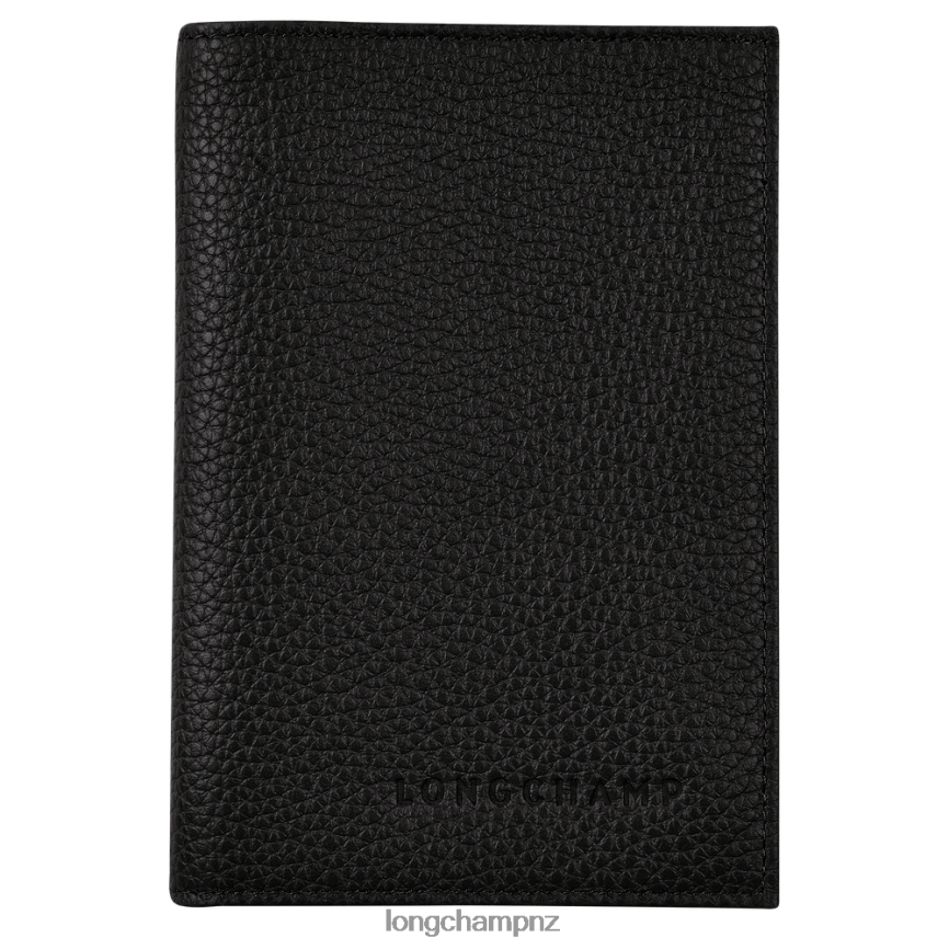 Men Black Longchamp Le Foulonne Passport cover Leather Goods L06408724