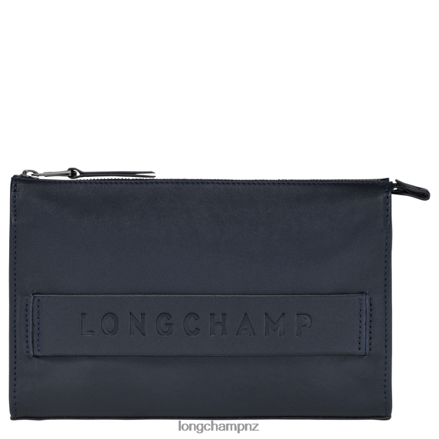 Men Midnight Blue Longchamp 3D Pouch Leather Goods L0640813