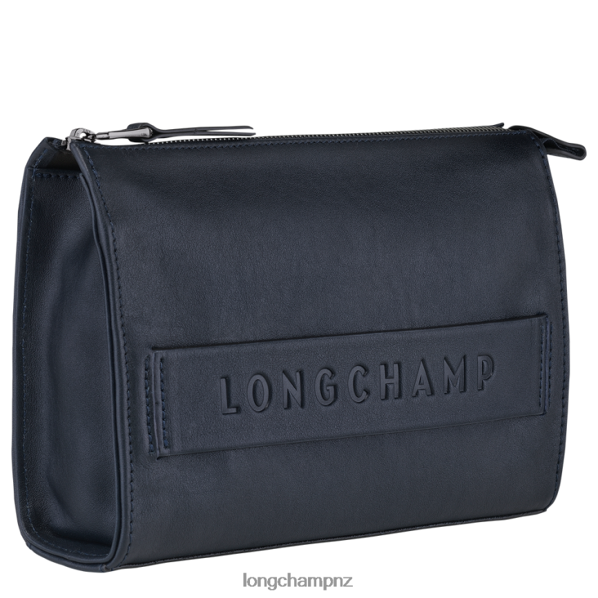 Men Midnight Blue Longchamp 3D Pouch Leather Goods L0640813