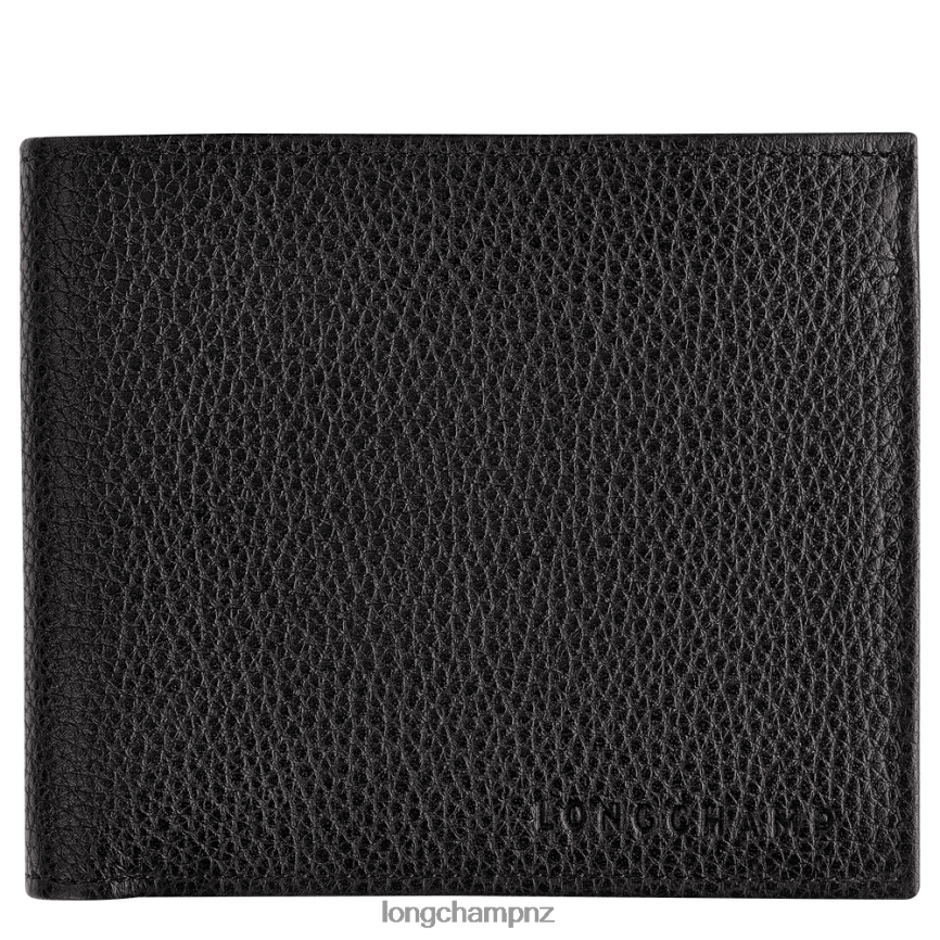 Men Black Longchamp Le Foulonne Wallet Leather Goods L06408627
