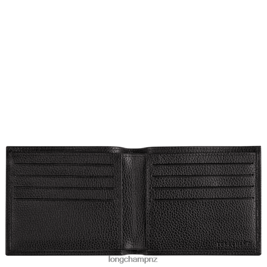Men Black Longchamp Le Foulonne Wallet Leather Goods L06408627