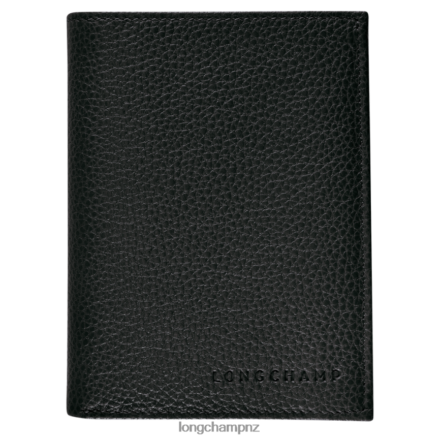 Men Black Longchamp Le Foulonne Wallet Leather Goods L06408630